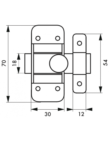 Verrous de meuble TARGETTE zinguée 35 mm OU 45 mm 00102035