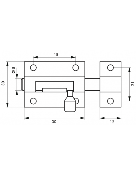 Verrous de meuble TARGETTE laiton plusieurs fintions - 30mm à 70mm 00100830