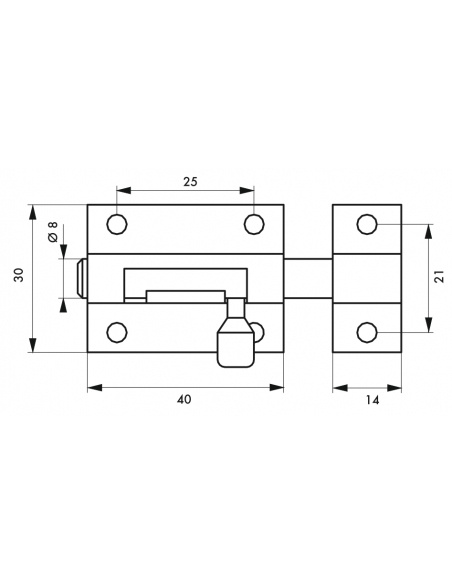 Verrous de meuble TARGETTE laiton plusieurs fintions - 30mm à 70mm 00100830