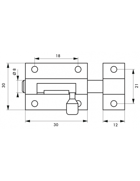 Verrous de meuble TARGETTE laiton plusieurs fintions - 30mm à 70mm 00100830