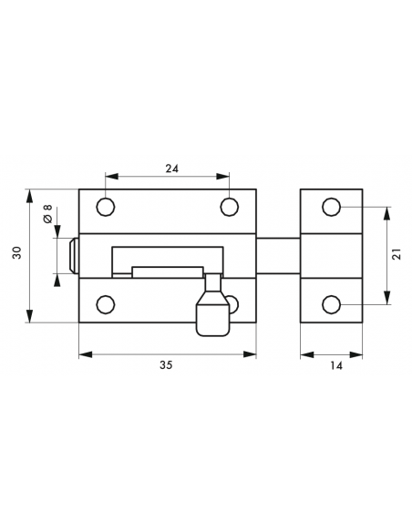 Verrous de meuble TARGETTE laiton plusieurs fintions - 30mm à 70mm 00100830