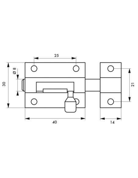 Verrous de meuble TARGETTE laiton plusieurs fintions - 30mm à 70mm 00100830
