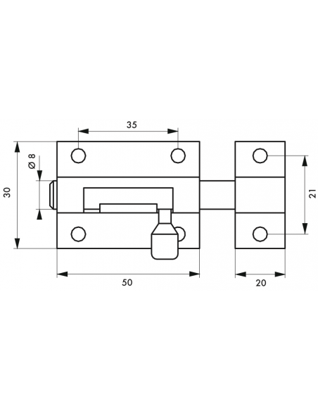 Verrous de meuble TARGETTE laiton plusieurs fintions - 30mm à 70mm 00100830