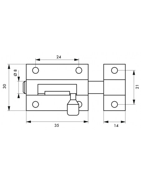 Verrous de meuble TARGETTE laiton plusieurs fintions - 30mm à 70mm 00100830