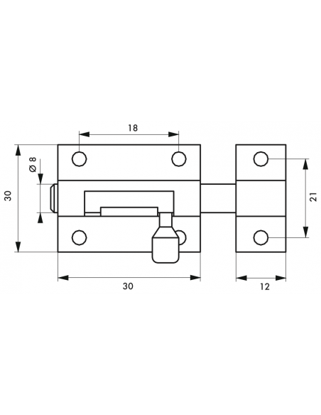 Verrous de meuble TARGETTE laiton plusieurs fintions - 30mm à 70mm 00100830