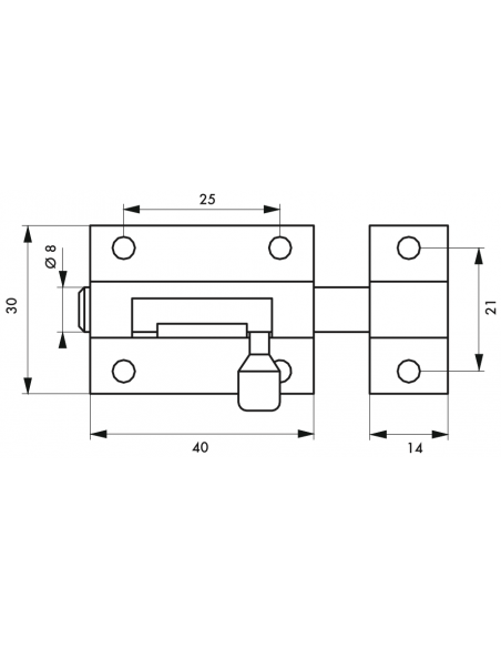 Verrous de meuble TARGETTE laiton plusieurs fintions - 30mm à 70mm 00100830