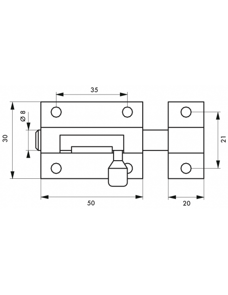 Verrous de meuble TARGETTE laiton plusieurs fintions - 30mm à 70mm 00100830