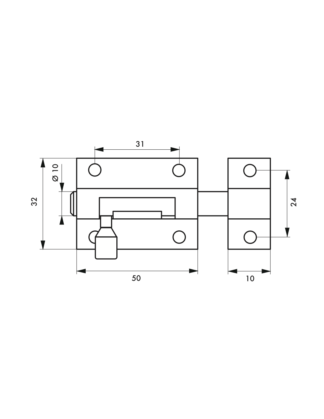 Targette 35 Mm FTH – Loquet à Visser, Ancien Stock, Pour Placards Et Meubles