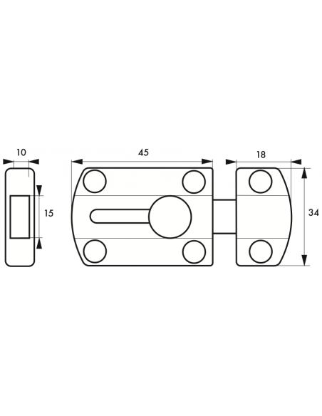 Verrous de meuble TARGETTE 45 MM 00103045