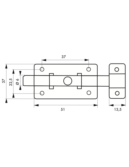 Verrous de meuble TARGETTE inox pêne plat 50 mm / 65 mm / 75 mm 00113913