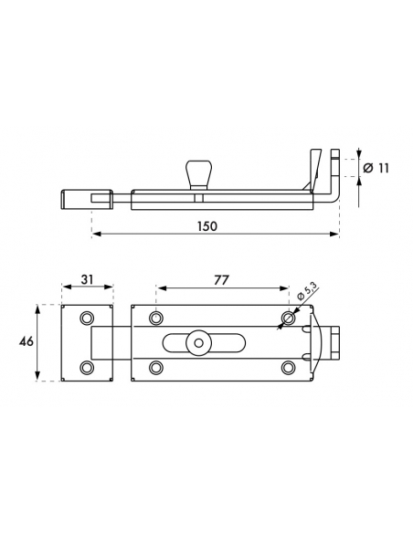 Verrou porte-cadenas zingue 150mm ou 250mm 00912254