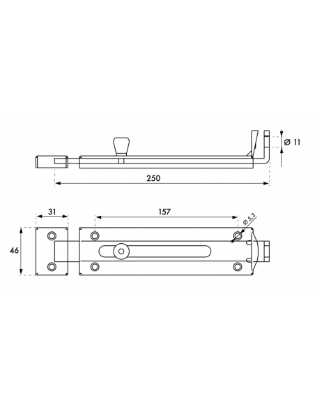 Verrou porte-cadenas zingue 150mm ou 250mm 00912254