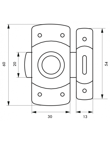 Verrous de meuble VERROU 30 / 35 / 40 mm - laiton chromé OU laqué blanc 00100931