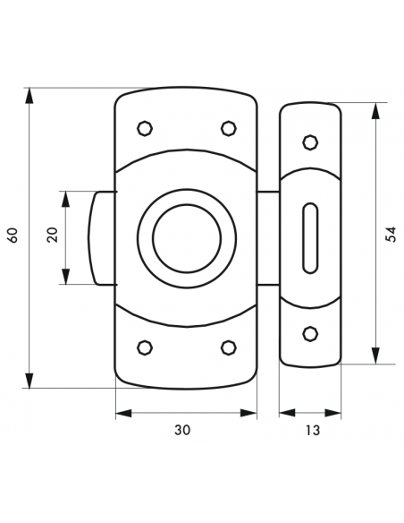 Verrous de meuble VERROU 30 / 35 / 40 mm - laiton chromé OU laqué blanc 00100931