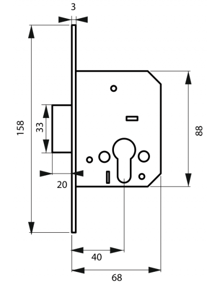 BOÎTIER Serrure à encastrer à cylindre - PDT seul 00094514
