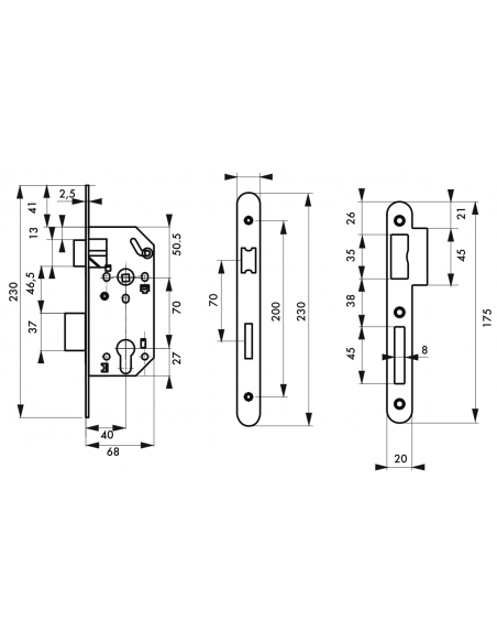 Axe à 40 - NF / A CYLINDRE, 2TOURS - porte principale 00446830