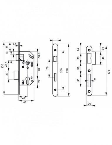 THIRARD - Serrure Multipoint à Encastrer 3 Pts Nf Qc Pênes Rect. Têtère