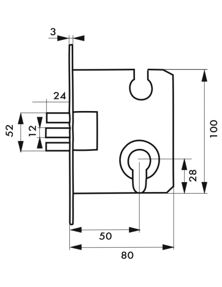 BOÎTIER Serrure à encastrer à cylindre - Axe 50 00093665