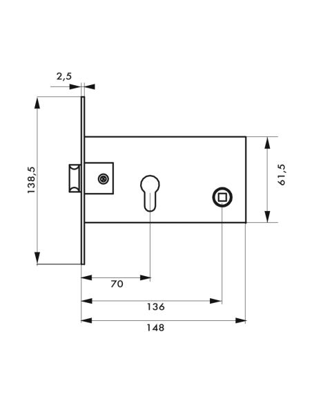 BOÎTIER Serrure à encastrer à cylindre - Axe 70 00094372
