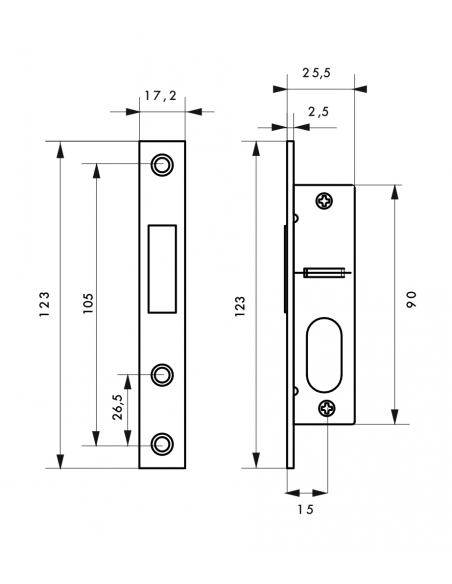 Serrure à encastrer à cylindre axe 15mm 3 clés - pdt seul à cylindre ovale 00094398