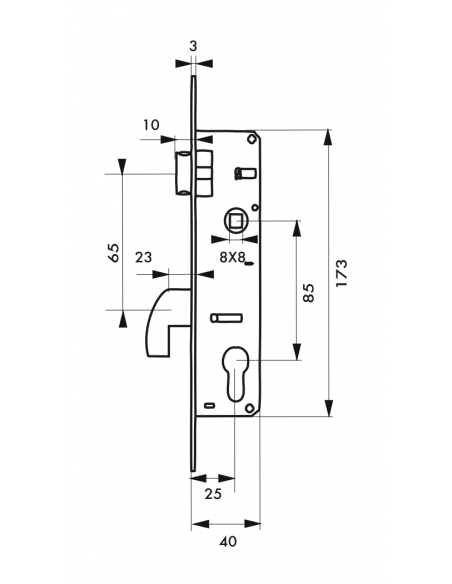 Serrure à encastrer à cylindre axe 25mm 3 clés - EA85 00094520