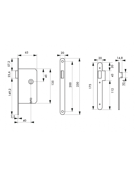 Serrure à encastrer magnétique BDC/BR - porte d'intérieur 00401150