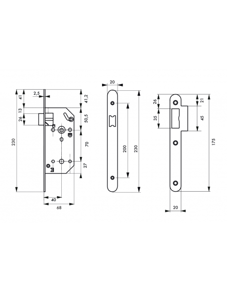 Serrure à encastrer MONOMAX NF bec de cane - Axe 40mm - porte d'intérieur 00546800