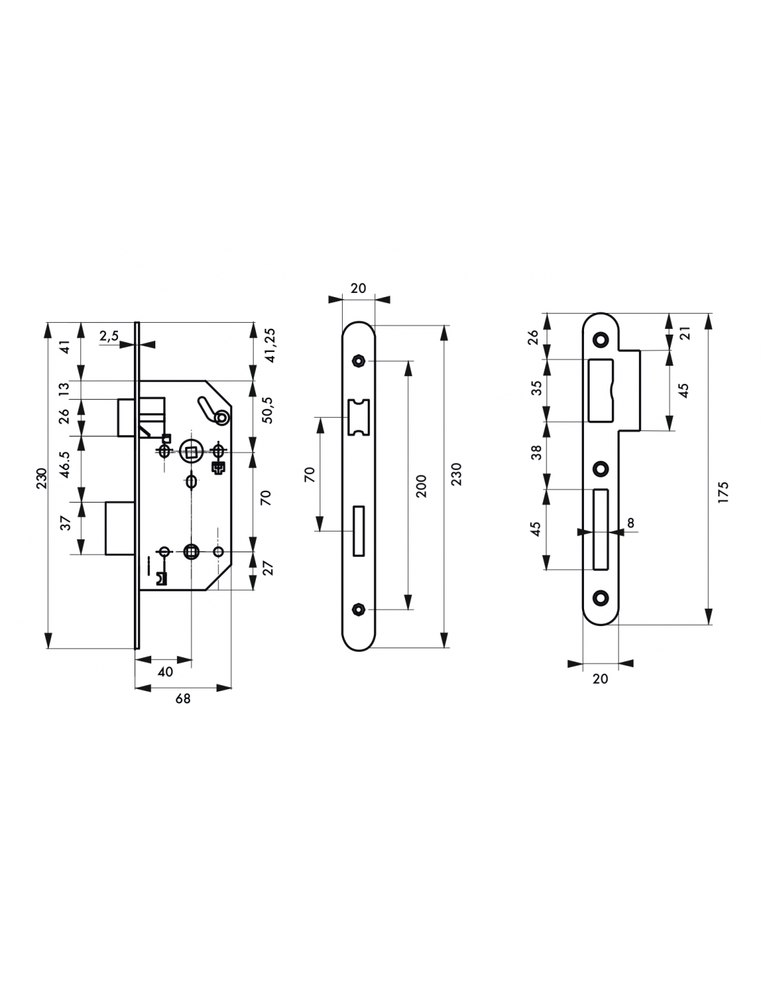 Serrure de portes Thirard Monomax laitonnées dorée design pour toilette à  condamnation