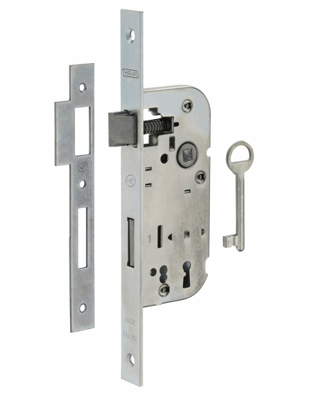 Serrure à encastrer NF - Axe 40mm - pêne dormant 1/2 tour - porte d'intérieur 00401502
