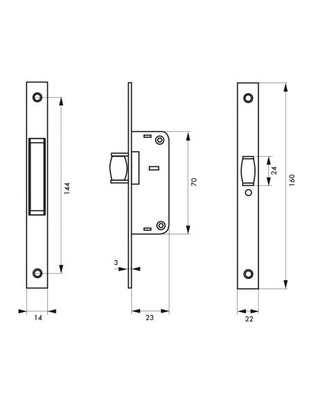 Serrure à encastrer à encastrer à rouleau - porte battante 00013919