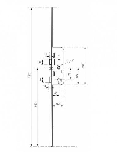 SERRURE ENCASTRABLE POUR PORTE D'ENTRÉE MONOMAX TÊTÈRE AFFLEURANTE