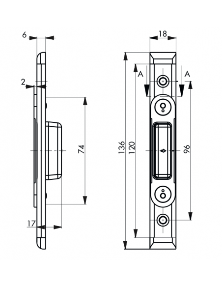 Gâche pour serrure FERCO by THIRARD - Porte bois ou PVC - à encastrer (sauf ref 77014) 00077037