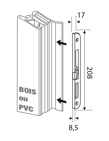 Gâche pour serrure FERCO by THIRARD, porte bois ou PVC, en applique ou à encastrer 00077037
