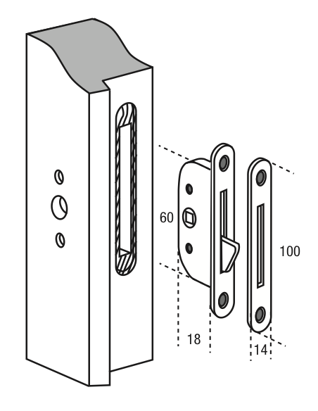 Loquet à encastrer pour serrure FERCO by THIRARD avec pêne et gâche - Carré : 7 mm 00077074