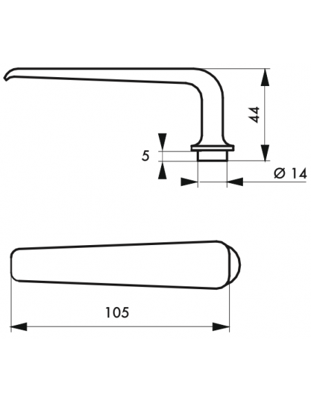 Poignée de porte d'entrée BOUTON BEQUILLE - 1 portée - Alu poli 00200480