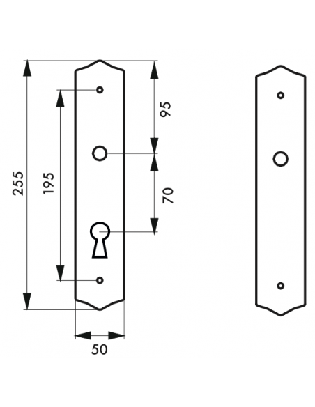 Poignée de porte intérieure BEQUILLE DOUBLE - 2 portées (possibilité sur plaque) 00200471