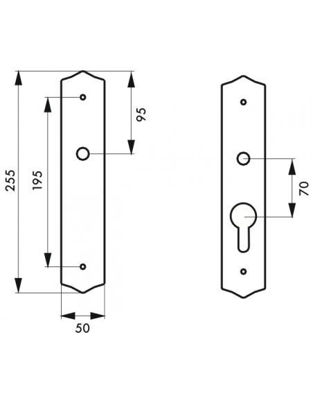 Poignée de porte intérieure BEQUILLE DOUBLE - 2 portées (possibilité sur plaque) 00200471