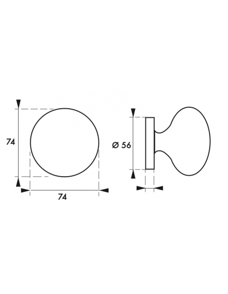 Pommeau porte ø 74mm base ø 56mm 00966795