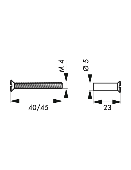 Jeu de vis M5 x 40 ou M4 x 50 (plusieurs finitions) 00110496