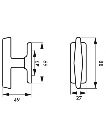 Bouton pour fenetre chromé