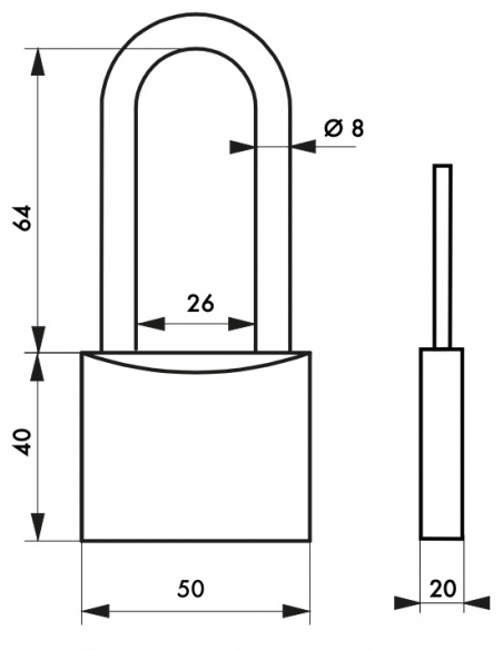 Cadenas Type 1 (30 mm à 70 mm) - Anse classique, Haute ou 1/2 haute. 00180030