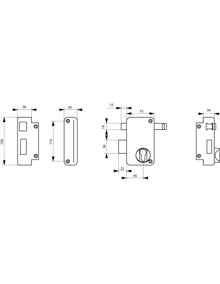 BOÎTIER DE SERRURE EN APPLIQUE FTH AV45 00052116