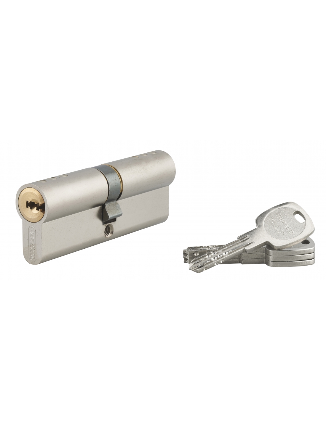 THIRARD - Cylindre STD à bouton 30B x 30 mm anti-arrachement, blanc, 3