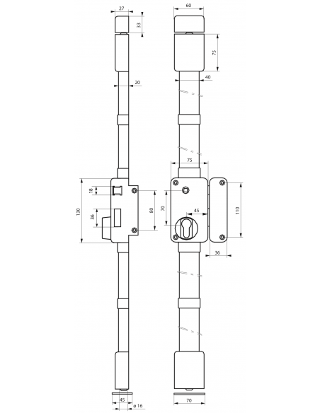 Serrure en applique BELUGA CP - 75 x 130 mm 00049510