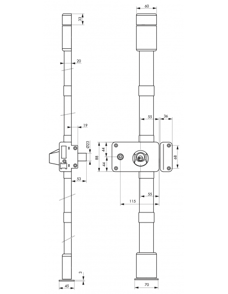 Serrure en applique HORGA - CR 140 x 88 mm - 4 clés 00037316