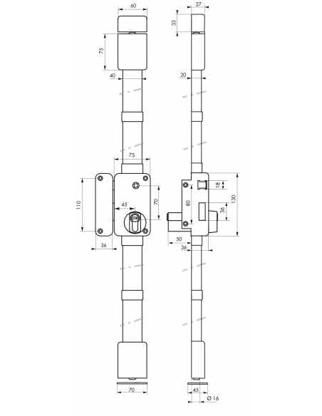 Serrure en applique BELUGA a2p* - CP TRANSIT 2 - 75 x 130 mm - 4 clés 00755110