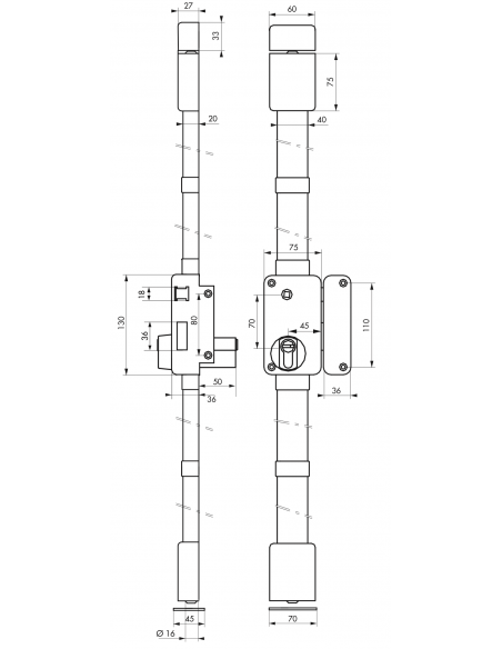 Serrure en applique BELUGA a2p* - CP TRANSIT 2 - 75 x 130 mm - 4 clés 00755110