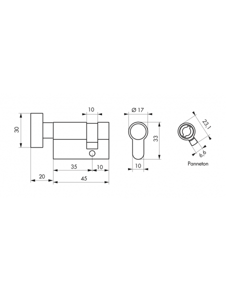 Cylindre HG 6 laiton de Serrure - 3 clés 00063510