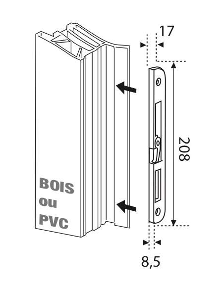 Gâche pour serrure FERCO by THIRARD, porte bois ou PVC, en applique ou à encastrer 00077037