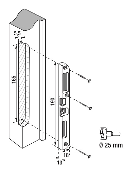 Gâche pour serrure FERCO by THIRARD, porte bois ou PVC, en applique ou à encastrer 00077037